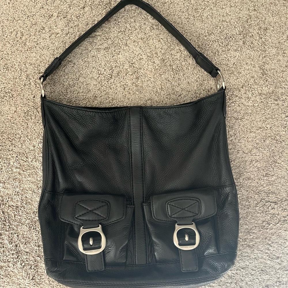Michael Kors black leather shoulder purse